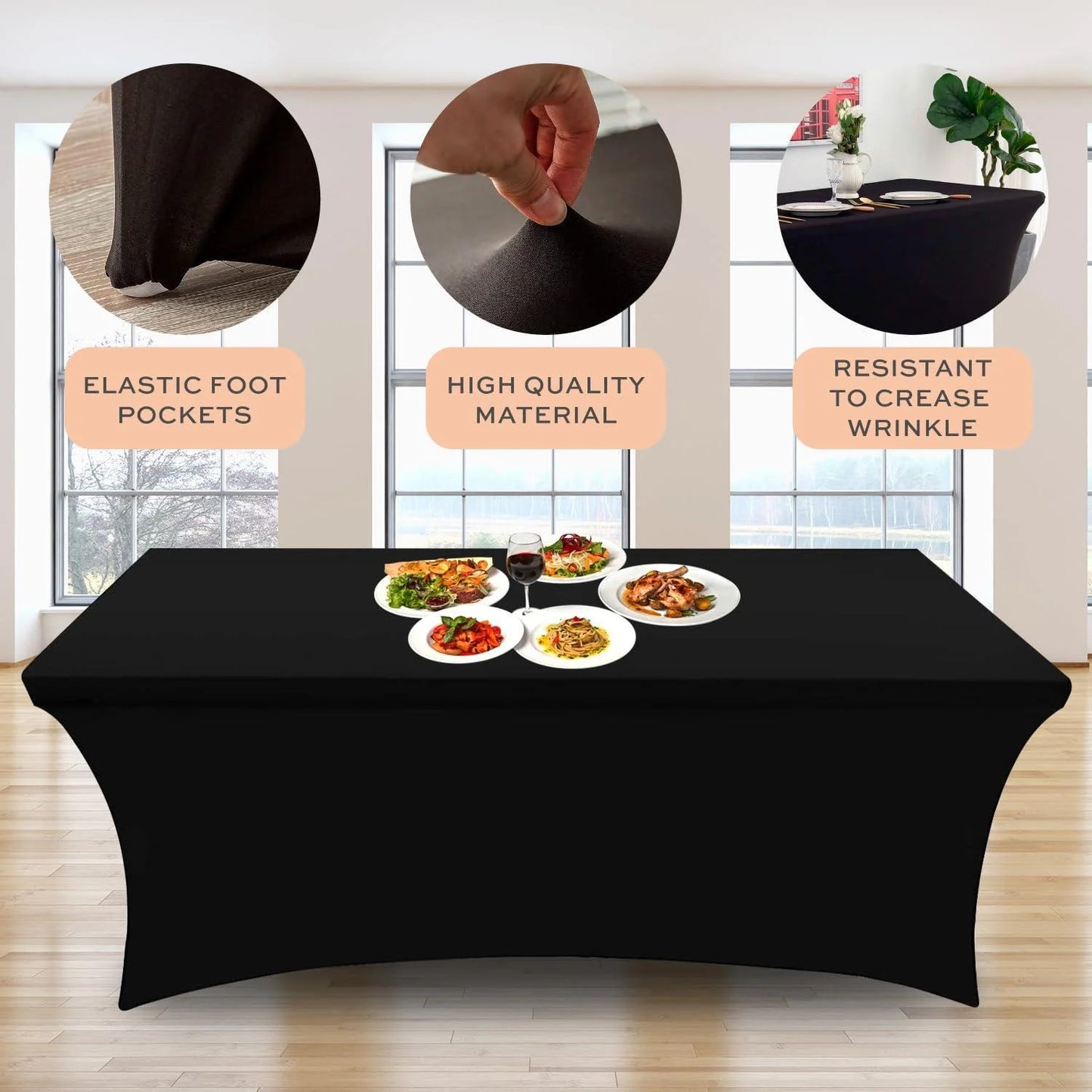 Stretch Table Covers 2 Pack Fitted Rectangle Tablecloths 48X30 in for 4Ft Tables