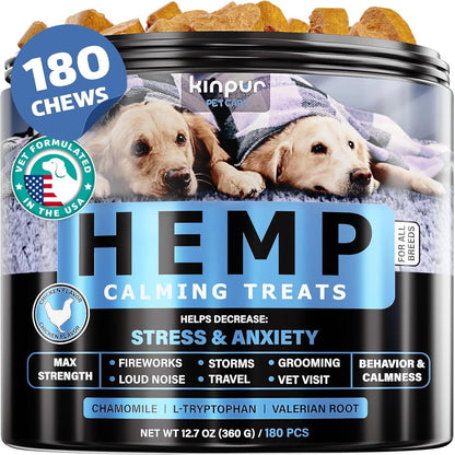 Natural Calming Chews for Dogs with Hemp Oil & Valerian Root Supports